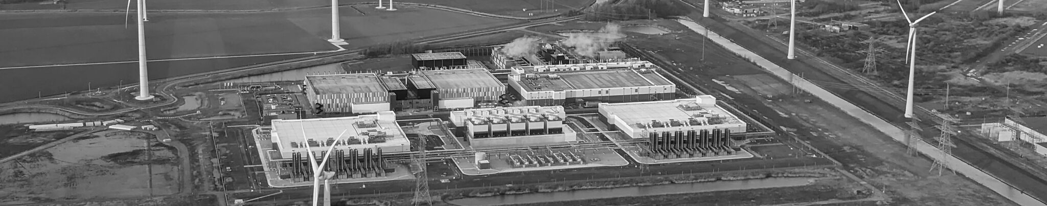 Aerial view of a data center campus